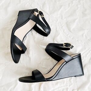 Stuart Weitzman Ava Ankle 75 wedge Sandal in Black Size 9.5